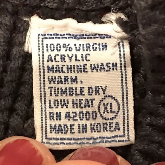 Y2K Gray Cable Knit white chest stripes SWEATER TROY LEE men XL Acrylic Vintage - Picture 5 of 13